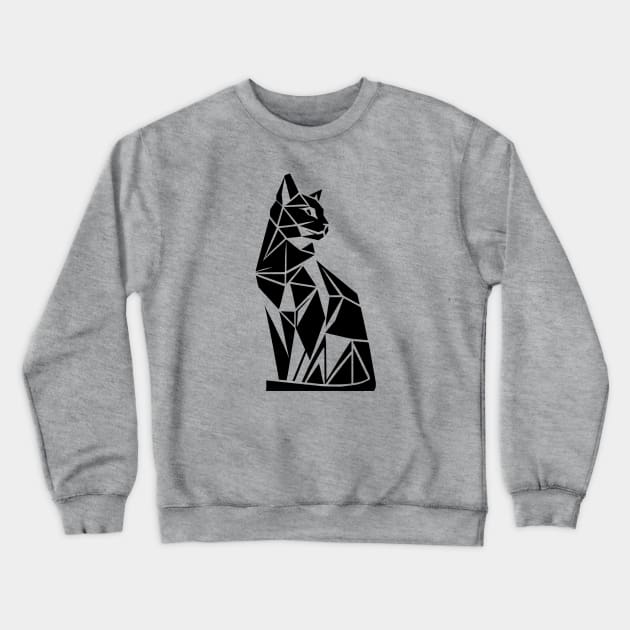 Black Geometric Cat Crewneck Sweatshirt by Delicious Art